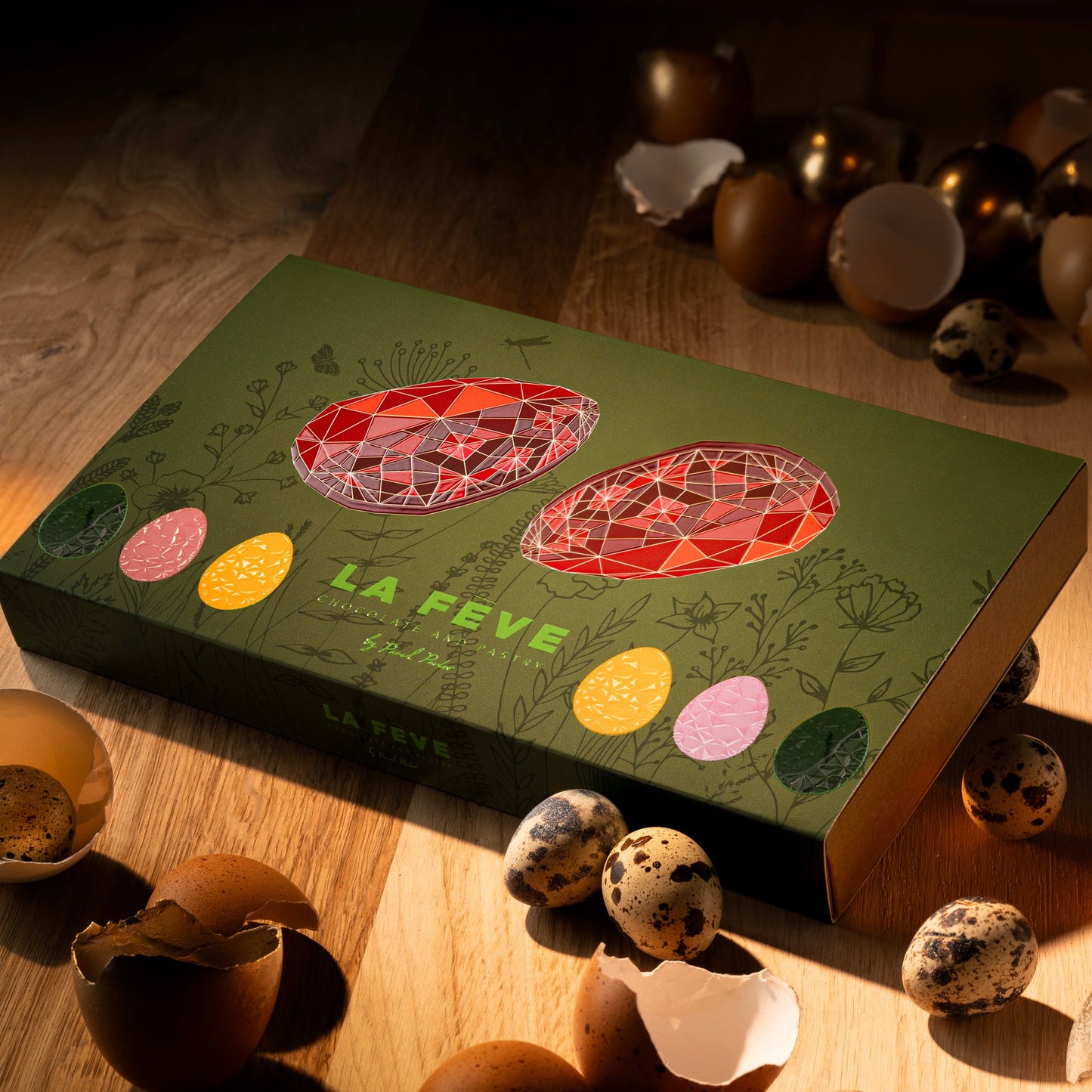 Two Fabergé Easter eggs with garnish